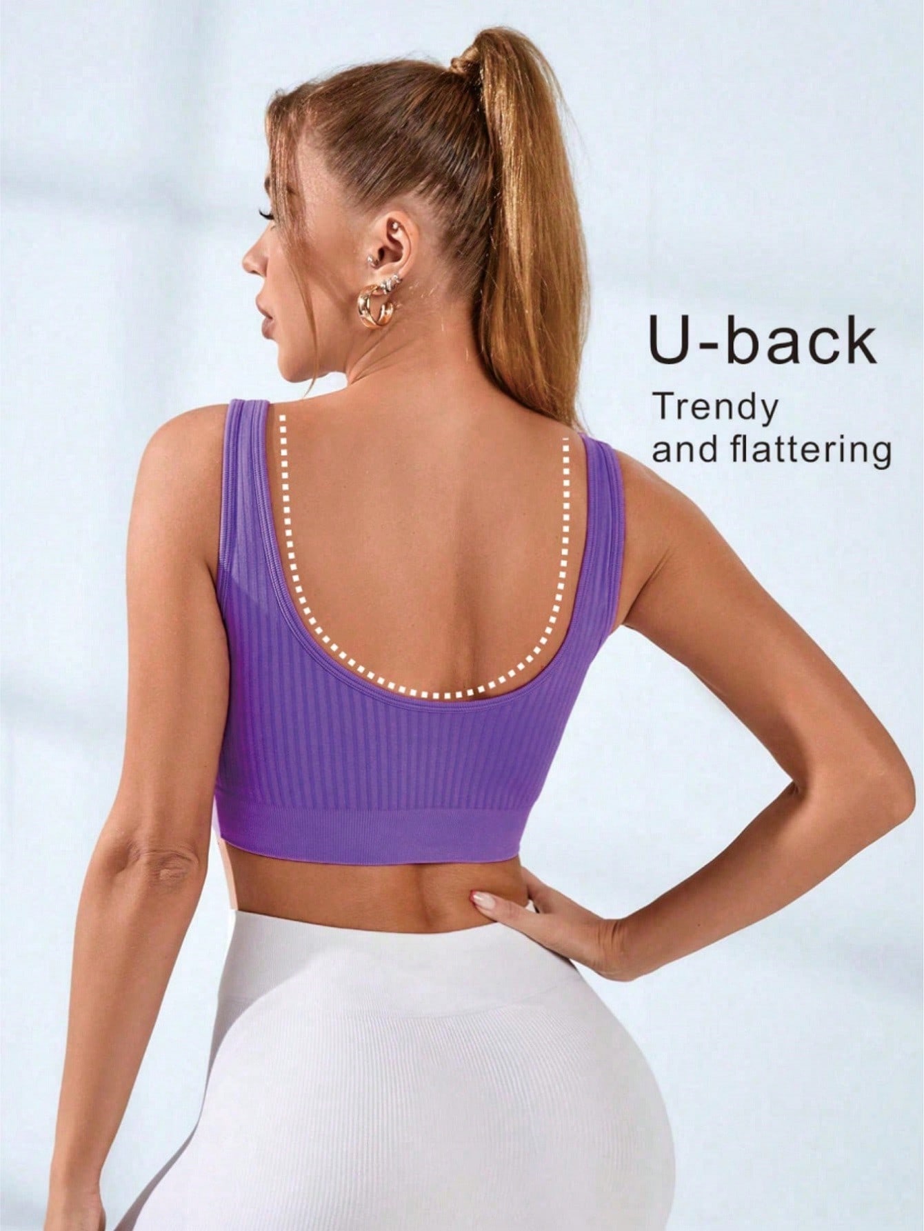 Seamless Ribbed Workout Tank Top - Soutien-gorge de sport côtelé à col