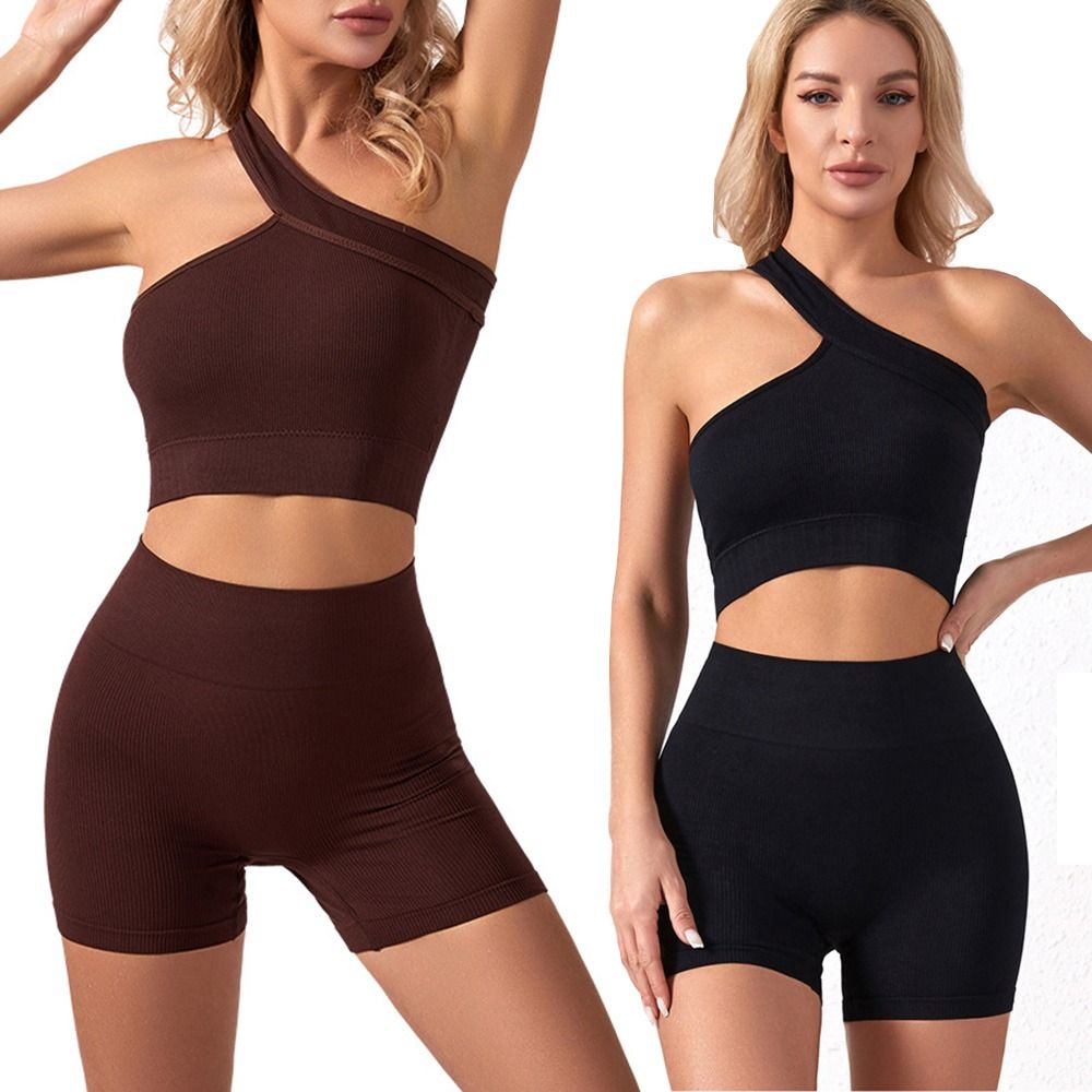 Seamless Ribbed Workout Tank Top - Ensemble de 2 pièces décontractées sans