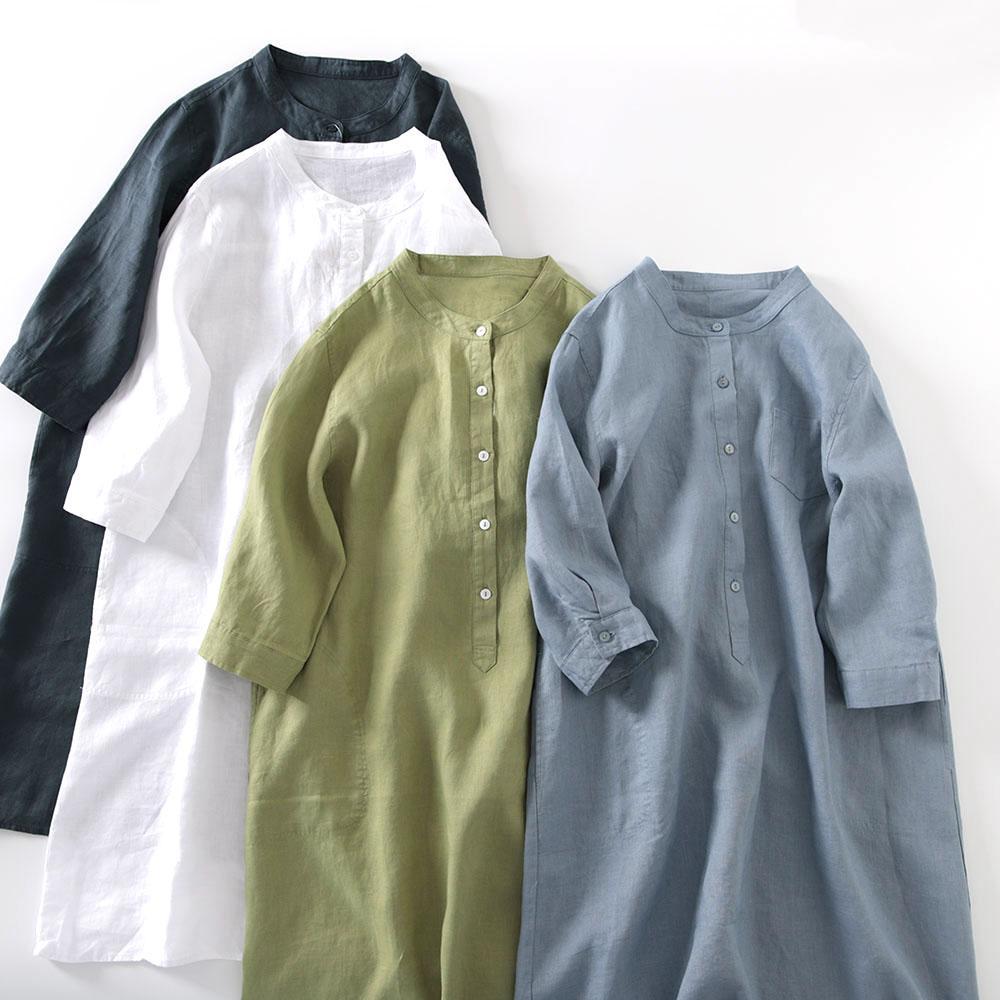 Casual Loose Linen Shirt Dress - Robe chemise en lin de style