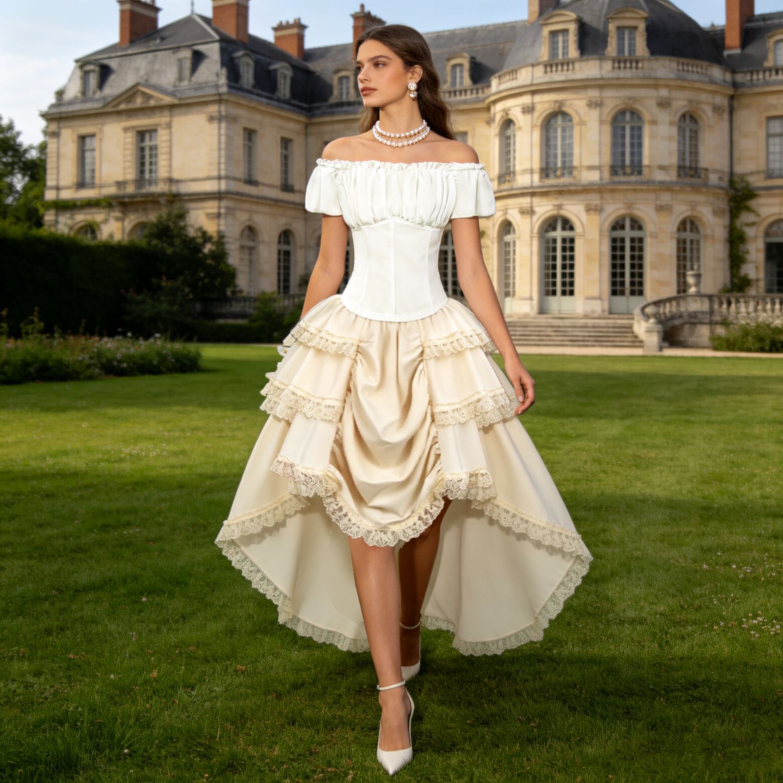 Skirts - Jupe Renaissance à ourlet asymétrique, élégante,