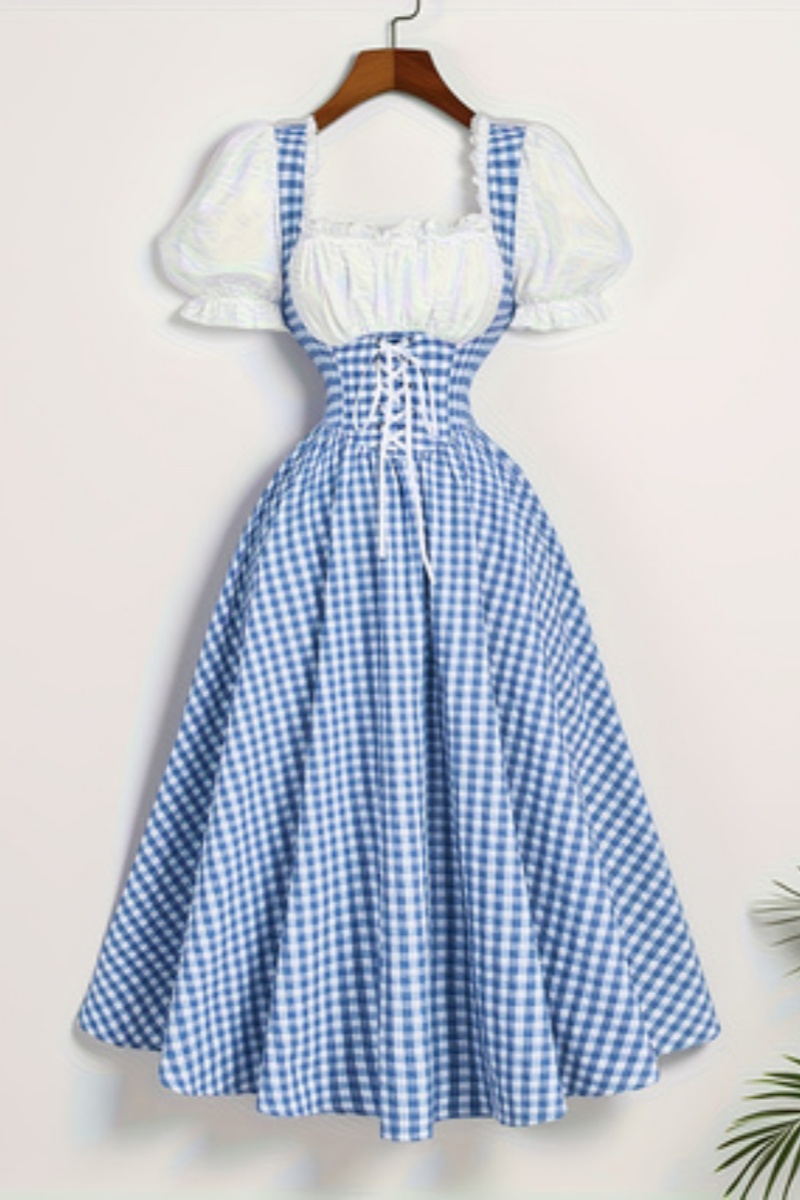 French Vintage Floral Midi Dress - Robe à la mode pour femmes,