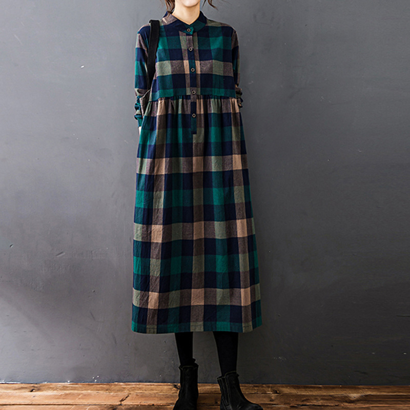 Casual Loose Linen Shirt Dress - Robe chemise décontractée mi-longue pour femme,