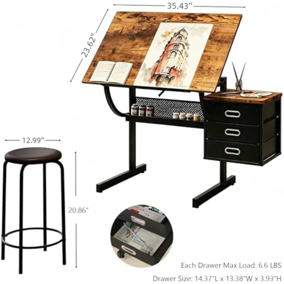 Bureau de dessin avec réglage  - Tops avis et prix