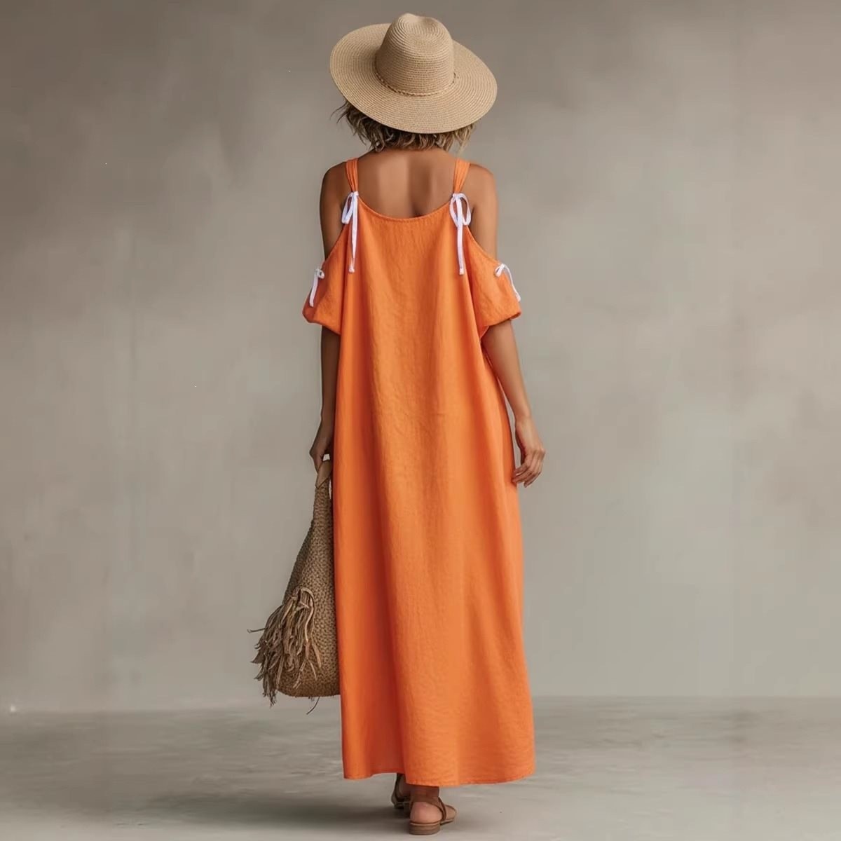 Robe d'été pour femme à manche - Off Shoulder Puff Sleeve Sundress avis et prix
