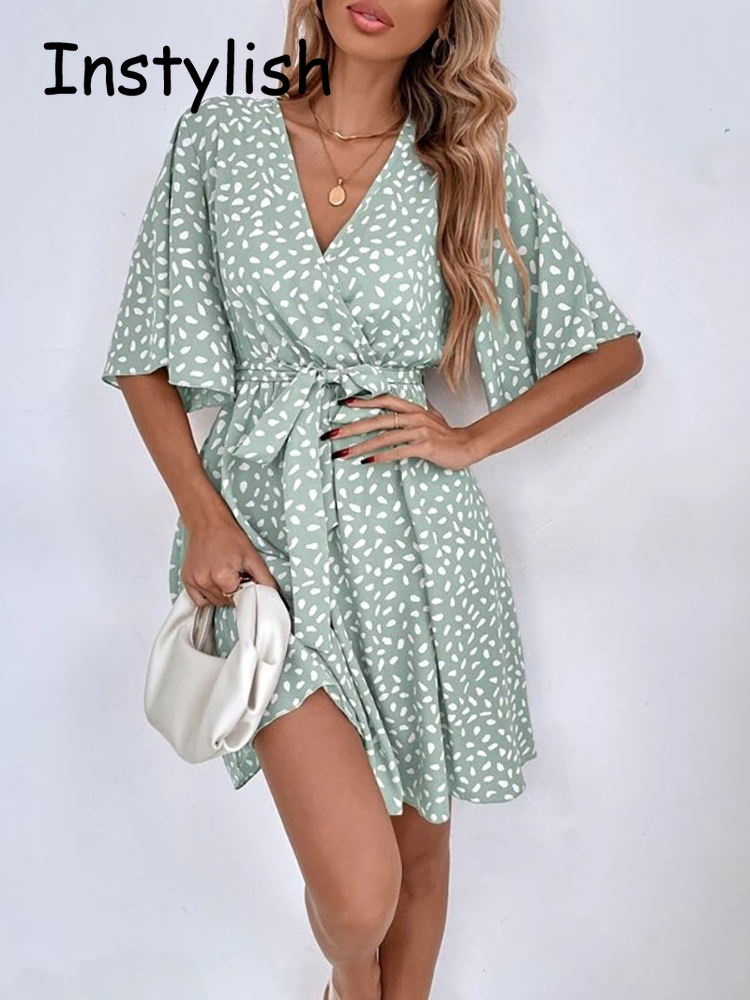 Mini robe décontractée à pois  - French Vintage Floral Midi Dress avis et prix