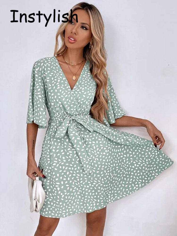 Mini robe décontractée à pois  - French Vintage Floral Midi Dress avis et prix