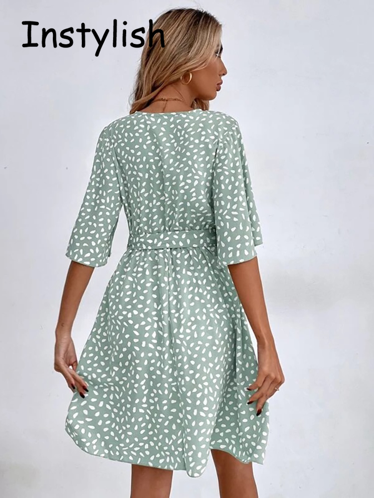 Mini robe décontractée à pois  - French Vintage Floral Midi Dress avis et prix