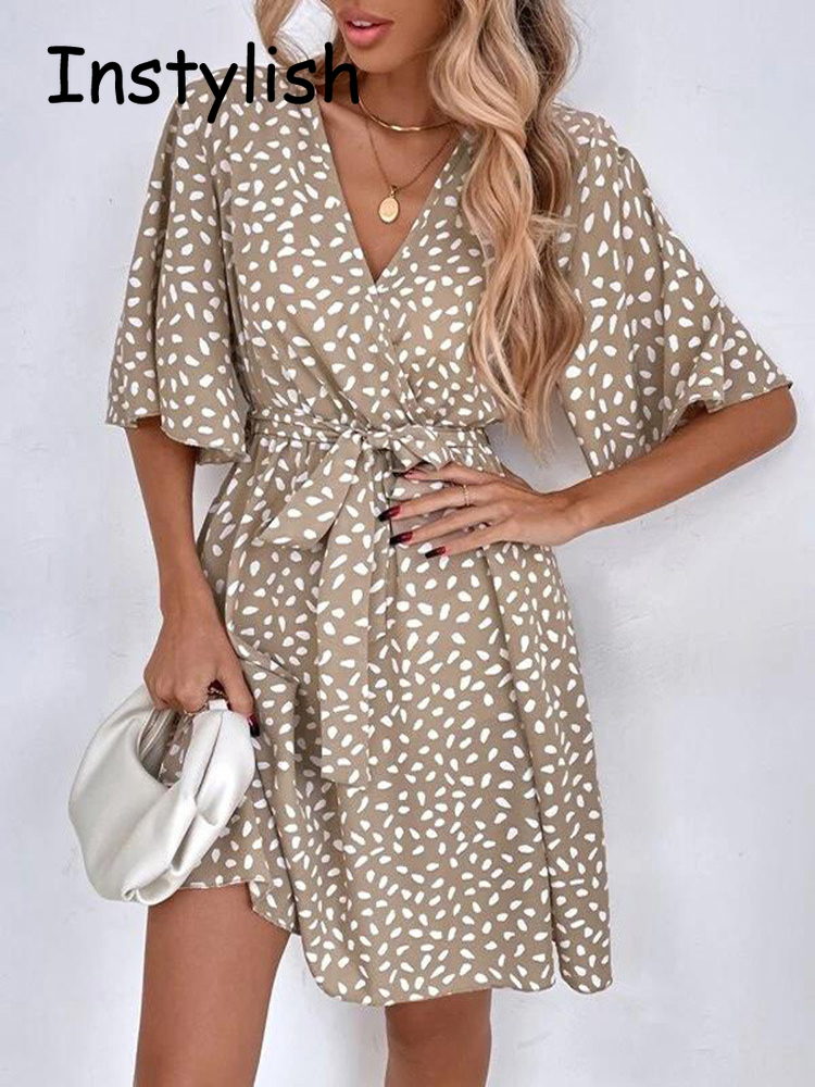 Mini robe décontractée à pois  - French Vintage Floral Midi Dress avis et prix