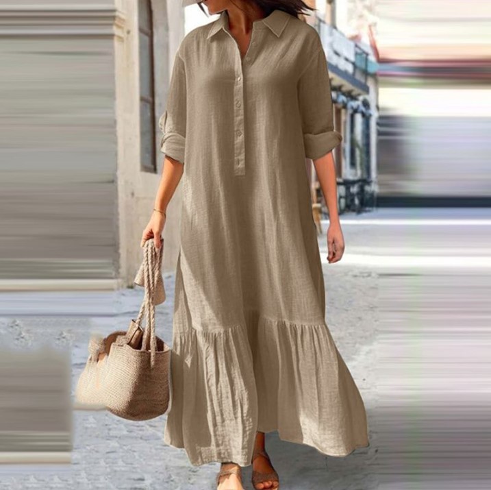 Robe chemise en lin pour femme - Casual Loose Linen Shirt Dress avis et prix