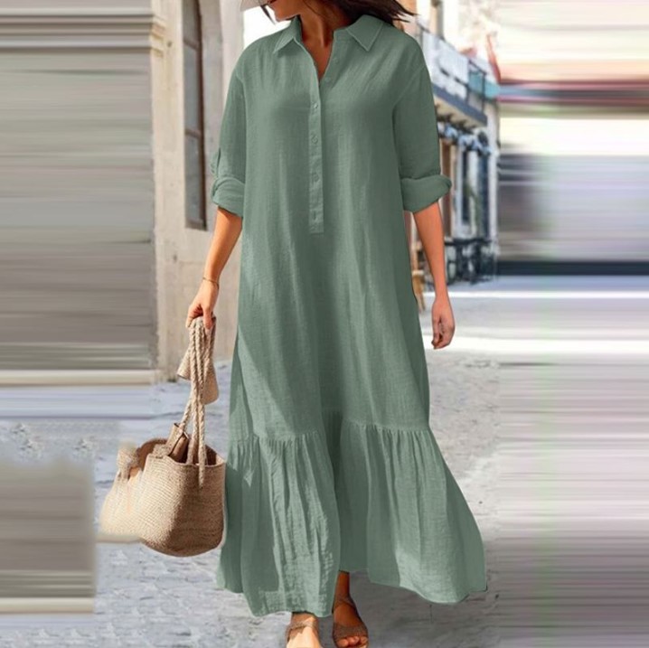 Robe chemise en lin pour femme - Casual Loose Linen Shirt Dress avis et prix