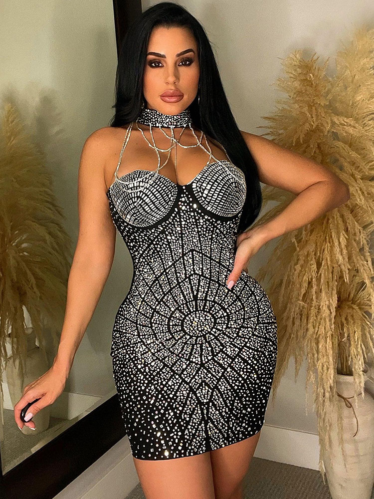 Doyerl brillant strass diamant - Sparkly Rhinestone Club Party Dress avis et prix