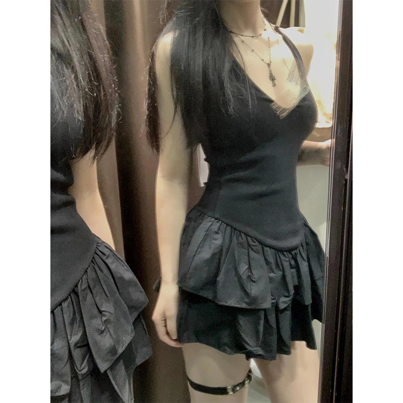 MEXZT Y2K noir Mini robe femme - Y2K Backless Halter Mini Dress avis et prix