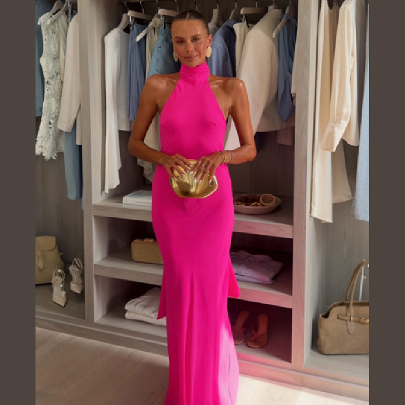Robe longue en satin pour femm - Elegant Satin Evening Gown Split avis et prix