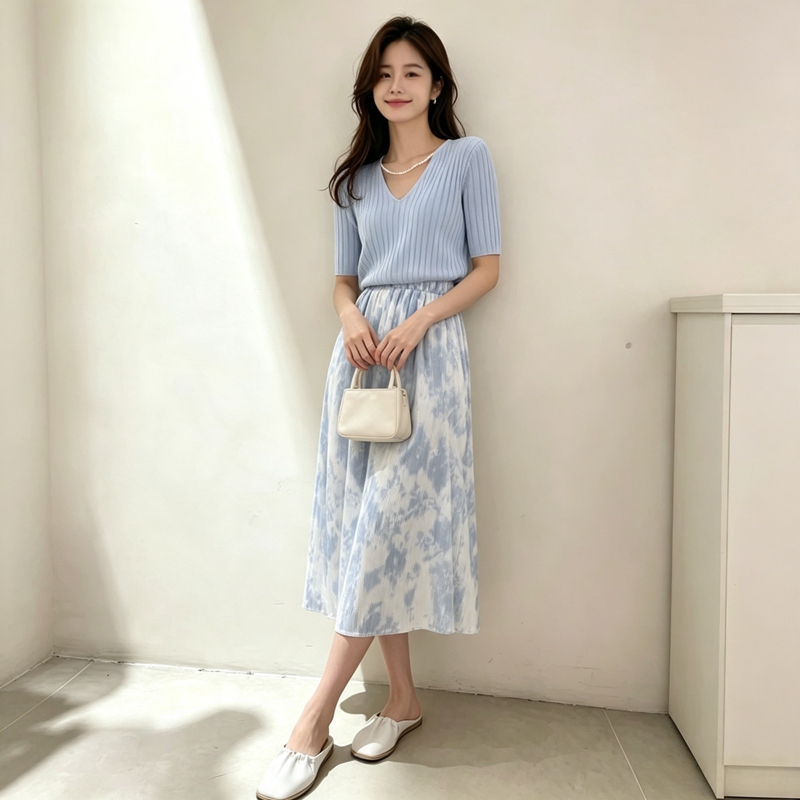 Ensemble deux pièces d'été 202 - Korean Style A Line Shirt Dress avis et prix