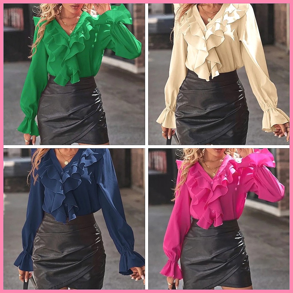 Chemisier élégant à col en V e - Blouses avis et prix