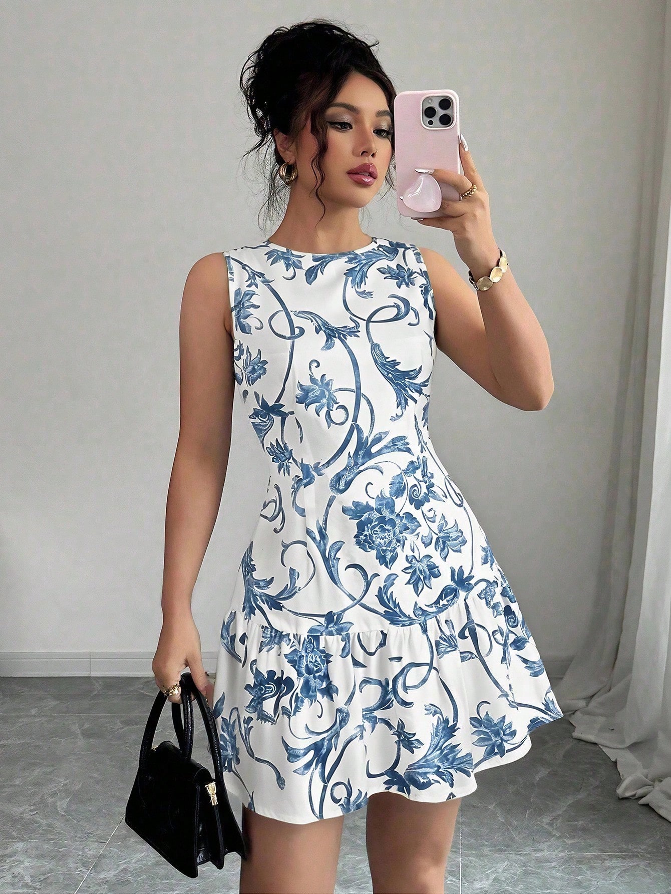 Robe Courte Décontractée d'Été - French Vintage Floral Midi Dress avis et prix