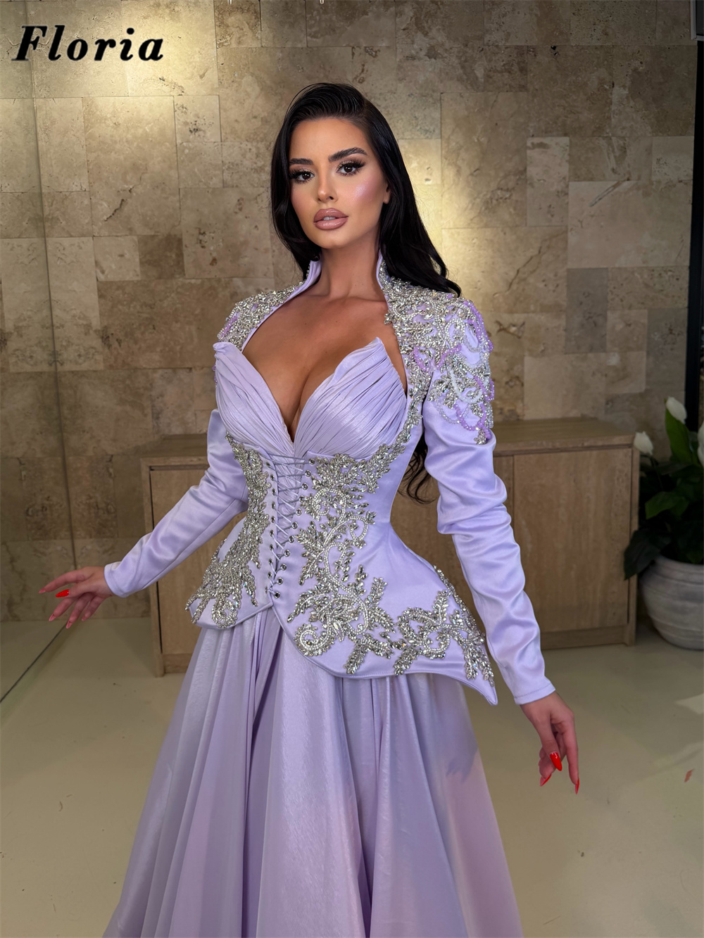 Robes de bal élégantes lilas t - Elegant Satin Evening Gown Split avis et prix