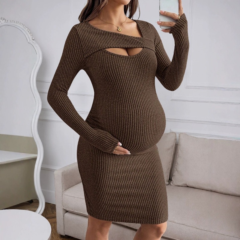 Vêtements de maternité, robe c - Bodycon Long Sleeve Ribbed Dress avis et prix