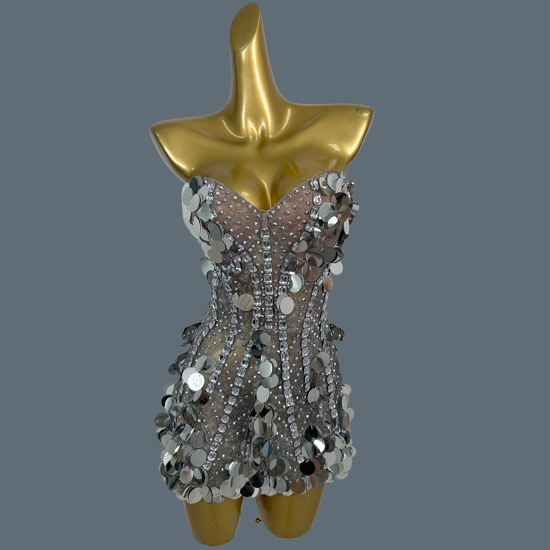 Robe mini sans bretelles pour  - Sparkly Rhinestone Club Party Dress avis et prix