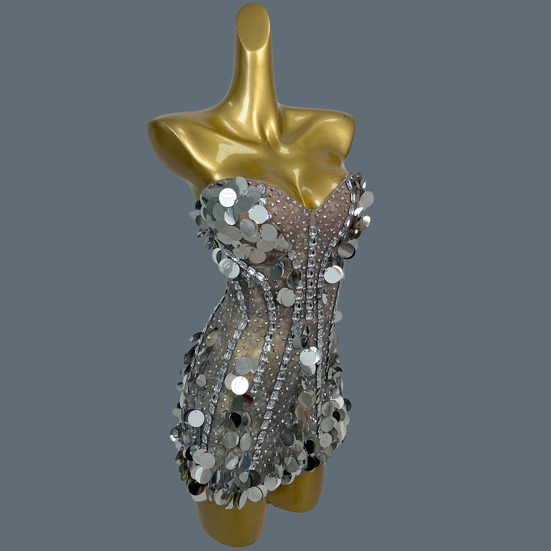 Robe mini sans bretelles pour  - Sparkly Rhinestone Club Party Dress avis et prix