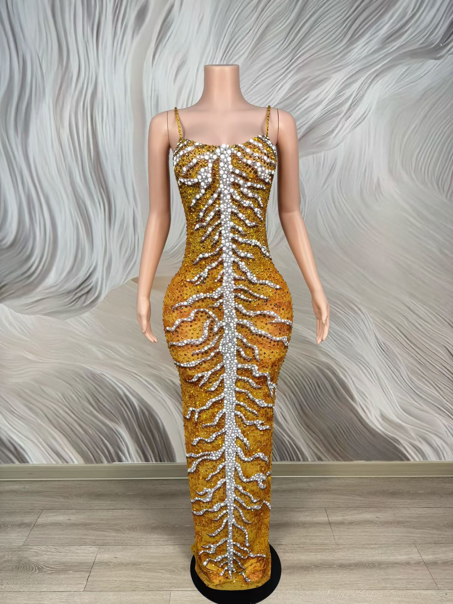 Robes longues élégantes en spa - Sparkly Rhinestone Club Party Dress avis et prix