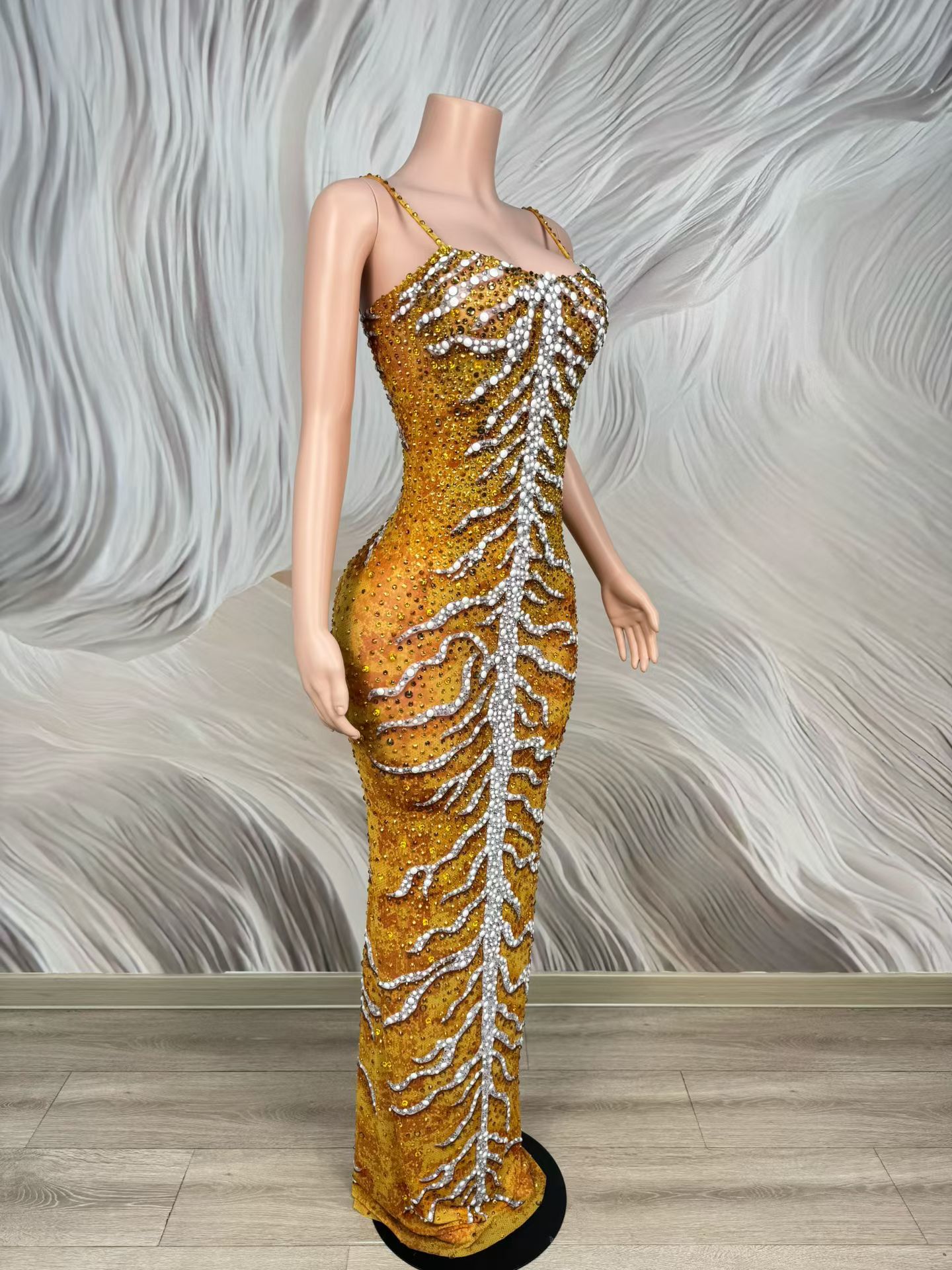 Robes longues élégantes en spa - Sparkly Rhinestone Club Party Dress avis et prix