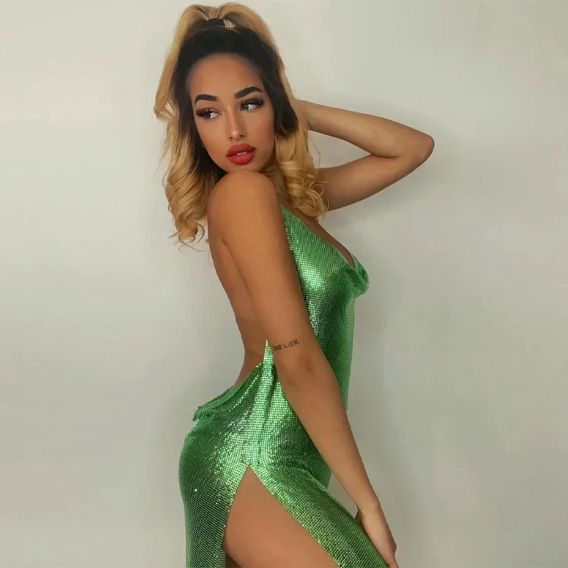 Mini robe de soirée dorée pour - Y2K Backless Halter Mini Dress avis et prix