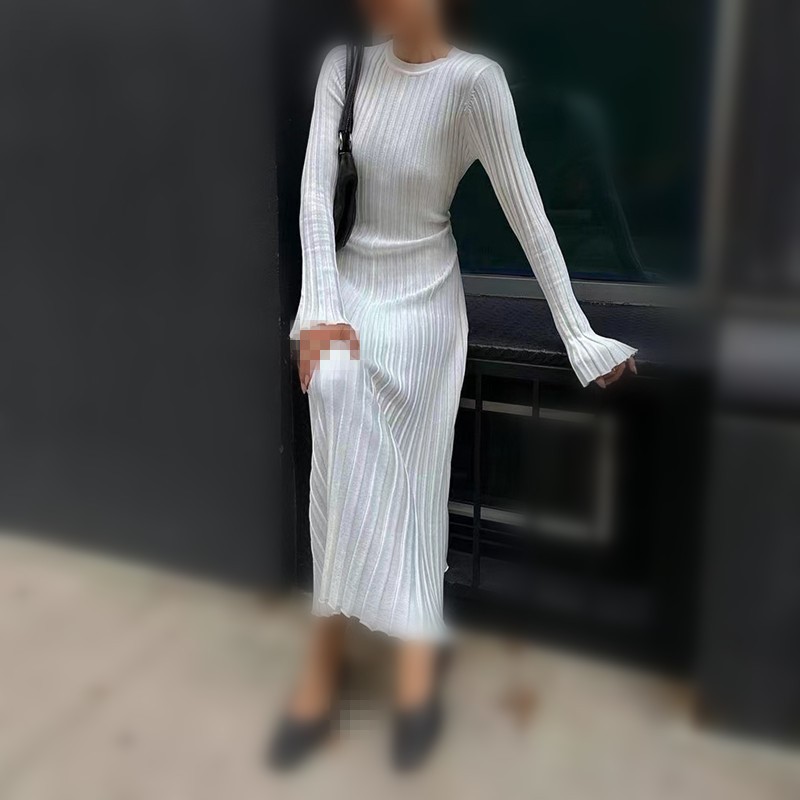 Femme automne col en v jupe en - Bodycon Long Sleeve Ribbed Dress avis et prix