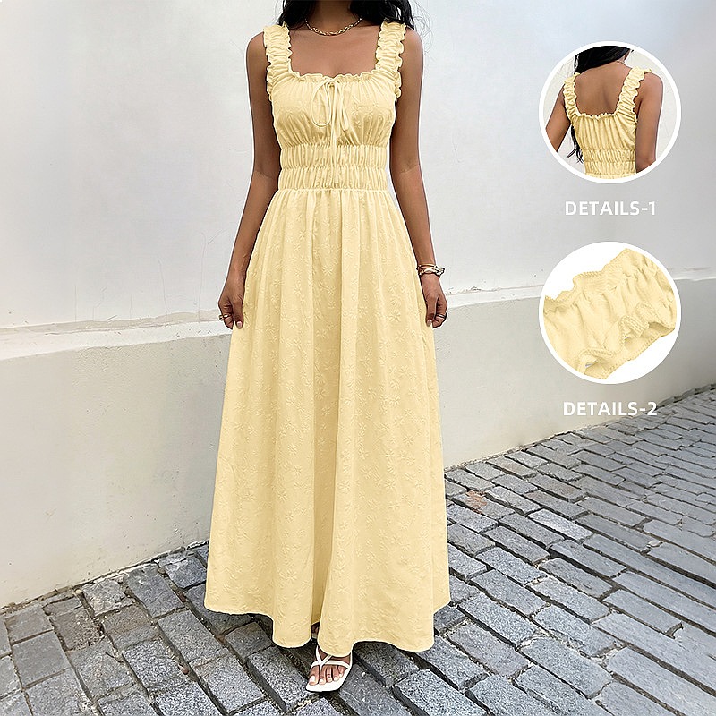 Robe d'été sans manches à col  - Boho Summer Beach Maxi Dress avis et prix