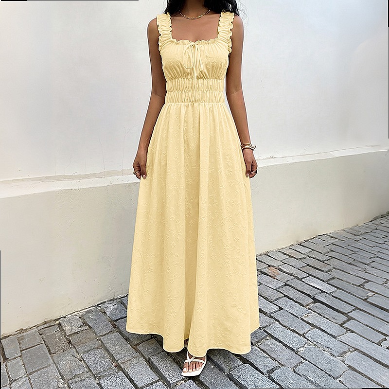 Robe d'été sans manches à col  - Boho Summer Beach Maxi Dress avis et prix