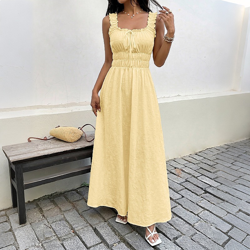 Robe d'été sans manches à col  - Boho Summer Beach Maxi Dress avis et prix