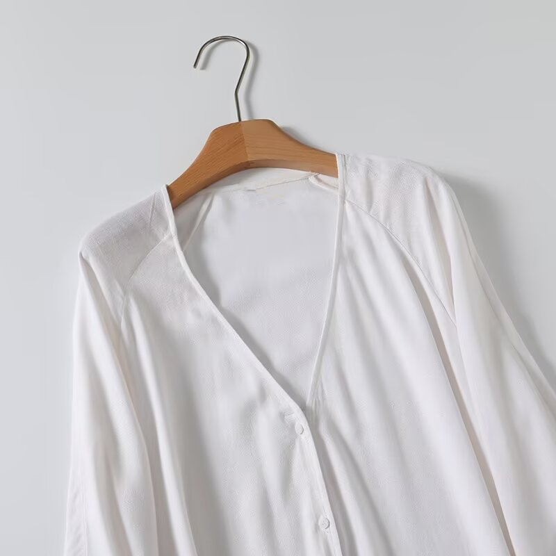 Robe mi-longue en lin rétro ma - Casual Loose Linen Shirt Dress avis et prix