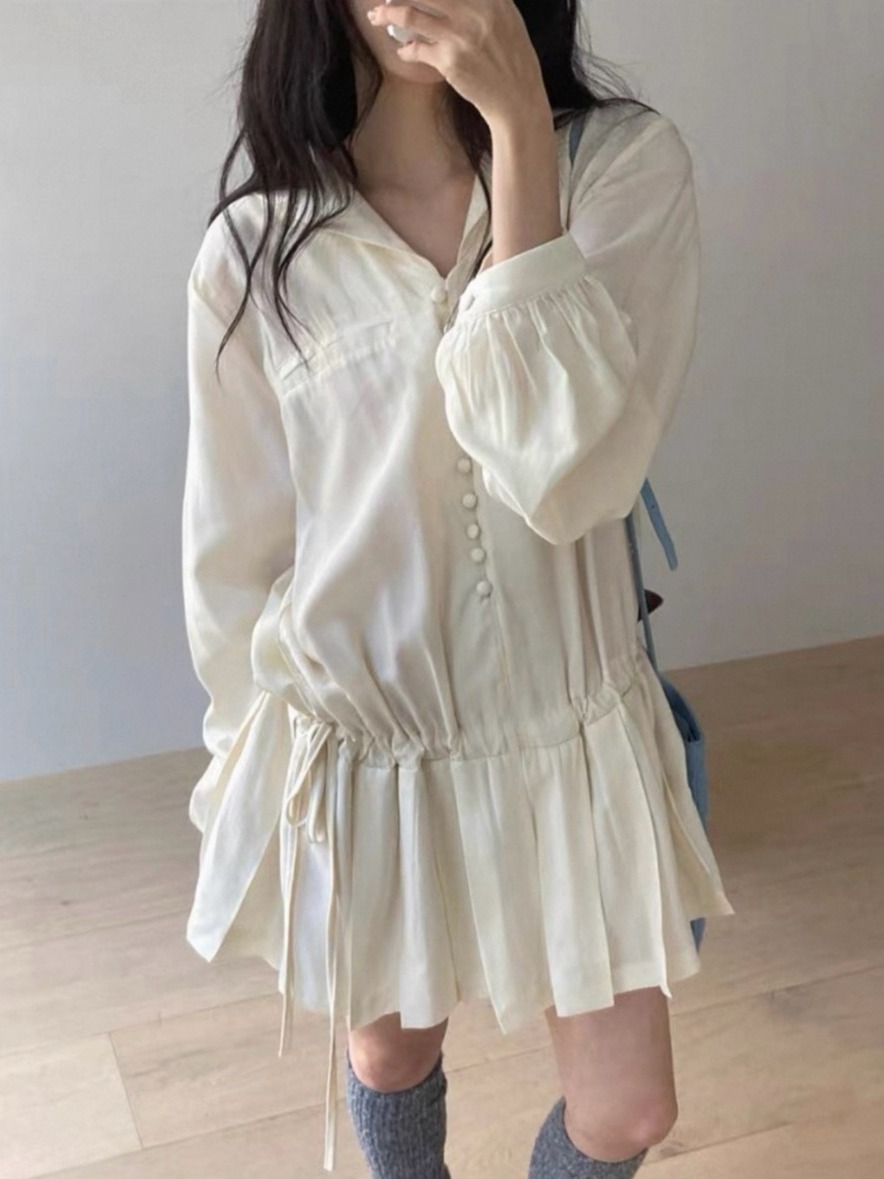 Robe chemise longue à manches  - Korean Style A Line Shirt Dress avis et prix